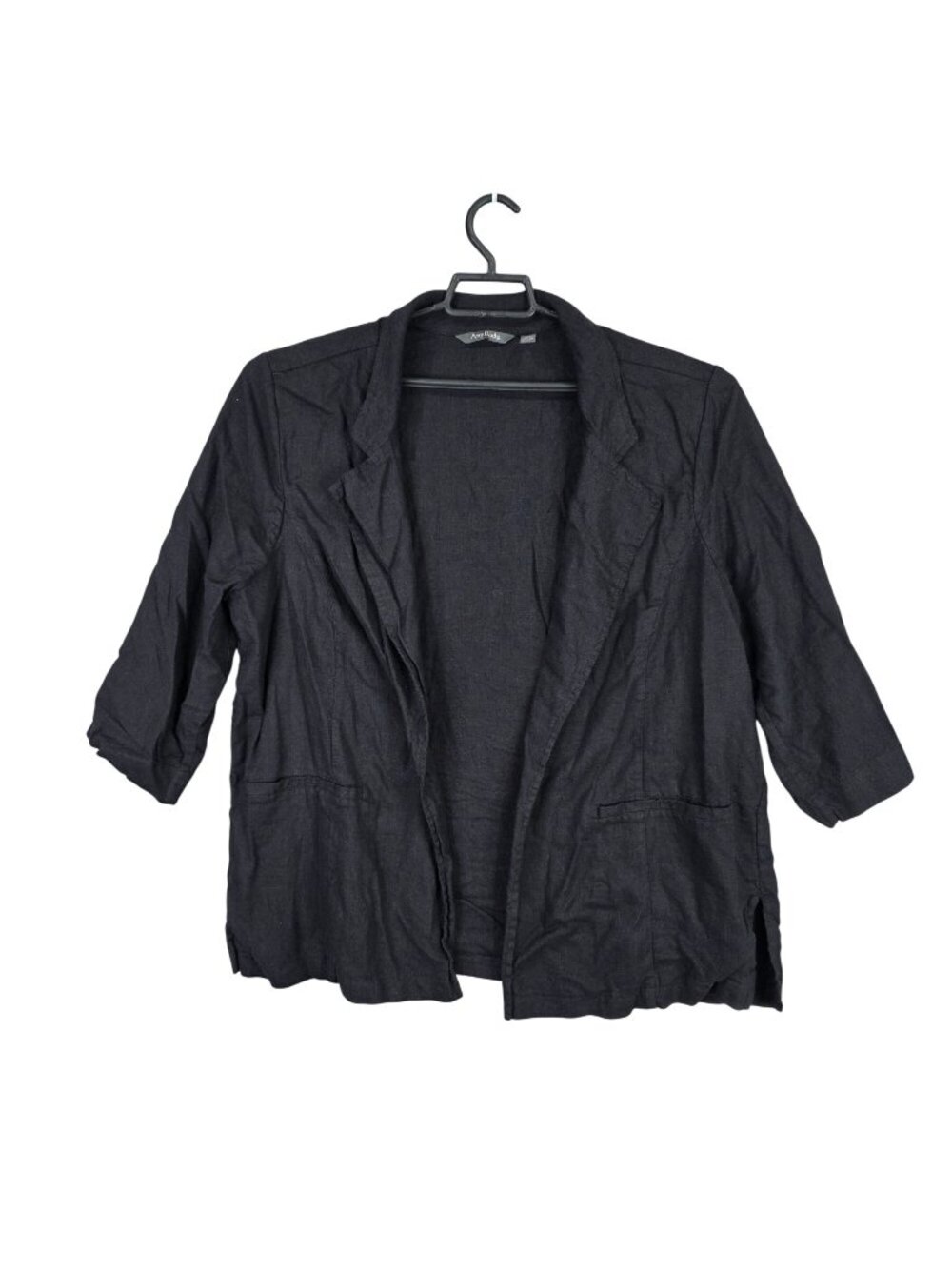 Womens Anybody Black Linen Blend Open Front Blazer Cardigan Jacket Size XLP